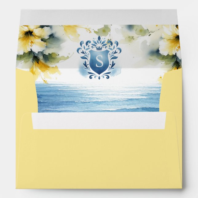 Enveloppes de Fête des mariées bleu et jaune (Dos (Bas))