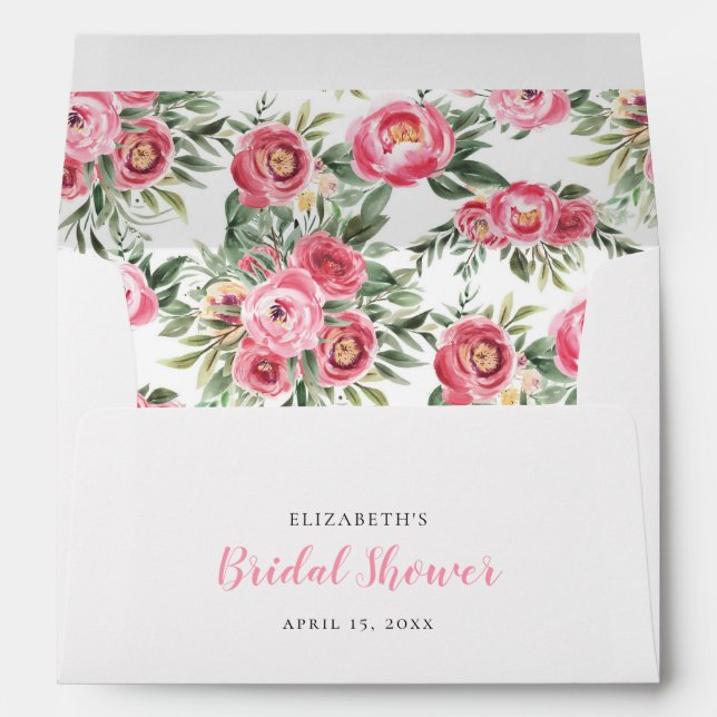 Enveloppes de Fête des mariées de fleurs d'aquarel (Dos (Bas))