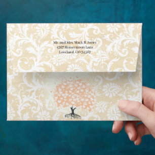 Enveloppes de feuilles d'arbre du coeur de corail