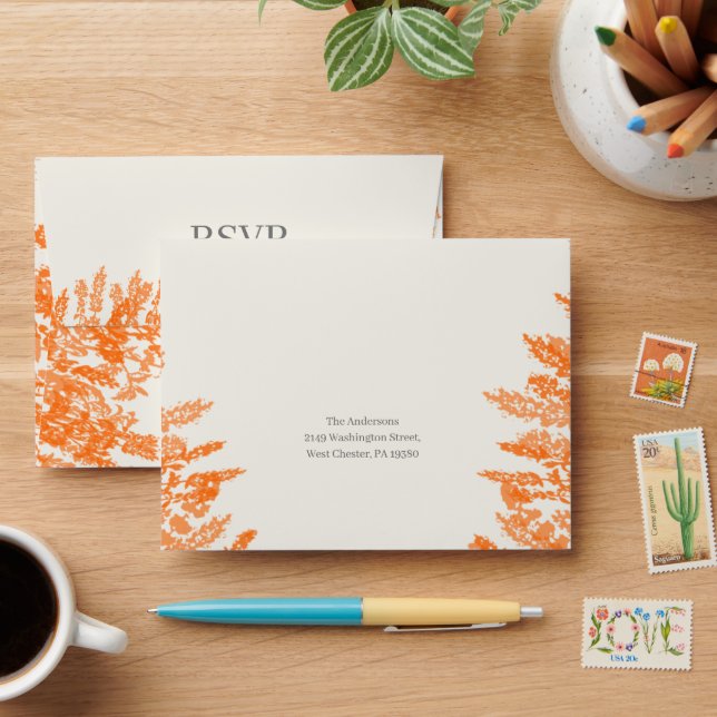 Enveloppes de Fleur sauvage de corail en terre cui (Desk)