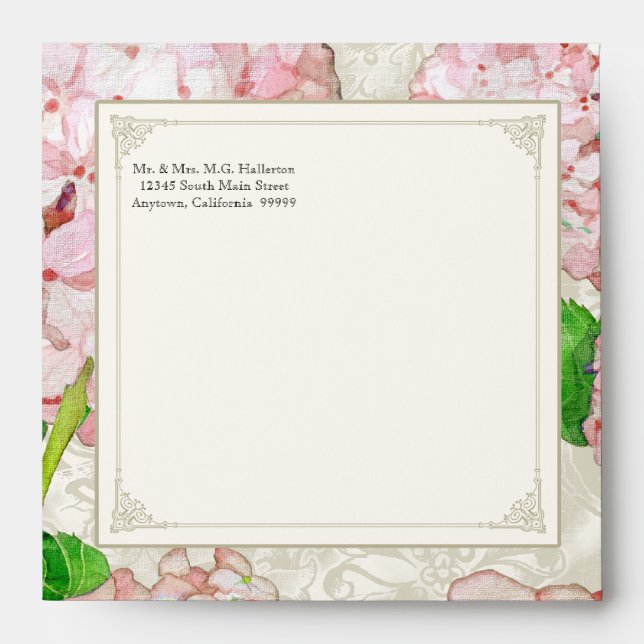 Enveloppes de jonction carré rose Hydrangea dentel (Devant)
