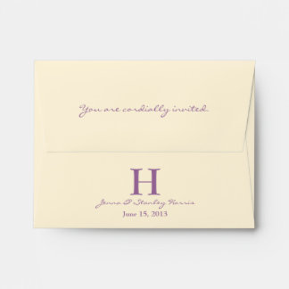 Enveloppes de Mariage A2 Cream & Purple Monogram