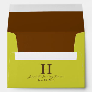 Enveloppes de Mariage A7 Lime Green et Monogramme 