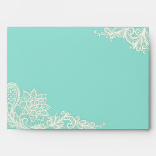 Enveloppes de Mariage Aqua et White Lace