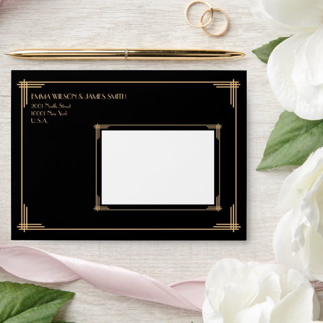 Enveloppes de Mariage Art Déco Gatsby Noir (Wedding)