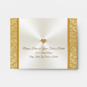 Enveloppes de Mariage blanc et or, dimensions mult