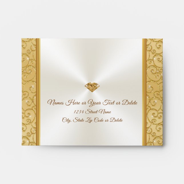 Enveloppes de Mariage blanc et or, dimensions mult (Devant)