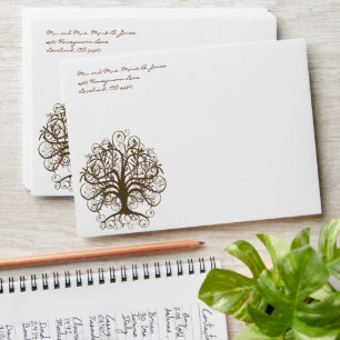 Enveloppes de Mariage Brown d'arbre rustique