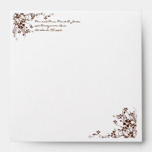 Enveloppes de Mariage Brown Flower Swirl