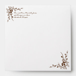 Enveloppes de Mariage Brown Flower Swirl