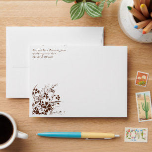 Enveloppes de Mariage Brown Flower Swirl