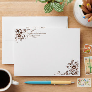 Enveloppes de Mariage Brown Flower Swirl