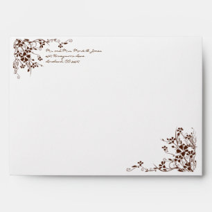Enveloppes de Mariage Brown Flower Swirl