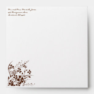 Enveloppes de Mariage Brown Flower Swirl