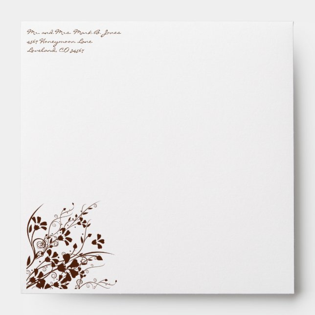 Enveloppes de Mariage Brown Flower Swirl (Devant)