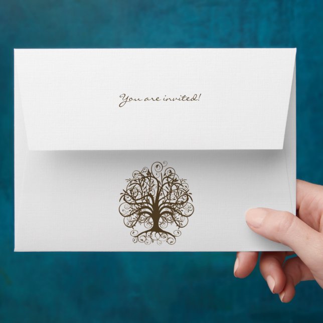 Enveloppes de Mariage Brown Tree Swirl (Hand)