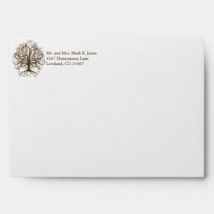 Enveloppes de Mariage Brown Tree Swirl