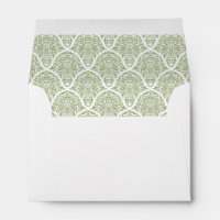 Enveloppes de Mariage damassé blanc vert olive Sag