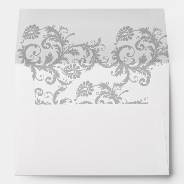 Enveloppes de Mariage damassé jaune et iris (Dos (Bas))