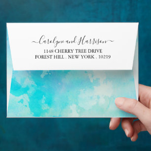 Enveloppes de Mariage d'aquarelle Ombre - Bleu