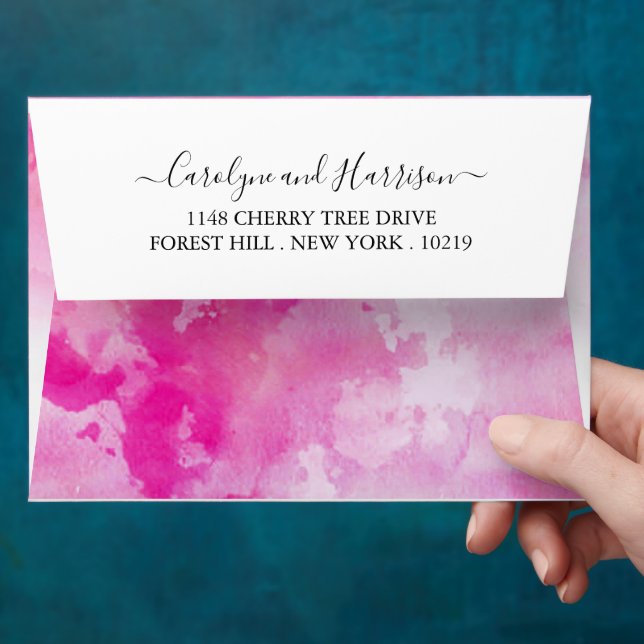 Enveloppes de Mariage d'aquarelle Ombre - rose (Hand)