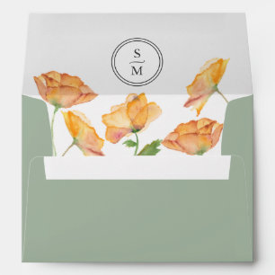 Enveloppes de Mariage de fleurs de pavot orange Sa