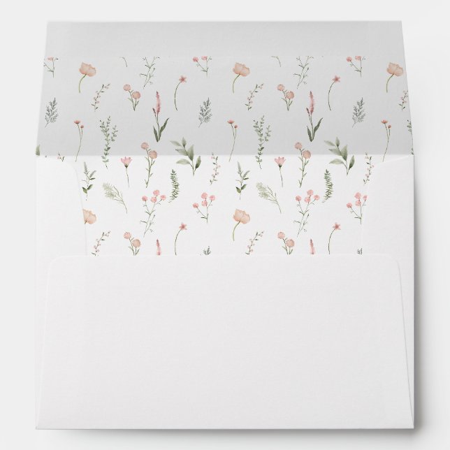 Enveloppes de mariage de jardin rose vif pour fleu (Dos (Bas))