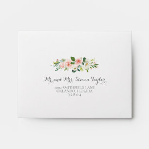 Enveloppes de mariage de la fleur rose et blanche