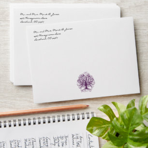 Enveloppes de Mariage de l'arbre à balayage violet