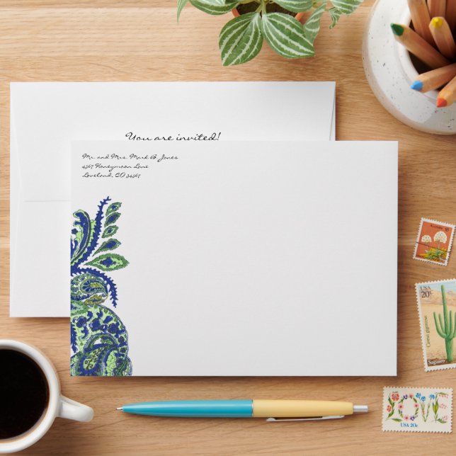 Enveloppes de Mariage de paon de la Marine royale  (Desk)