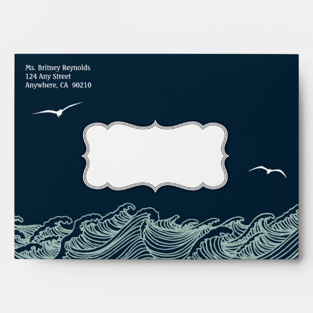 Enveloppes de Mariage des vagues et des oiseaux ma (Devant)