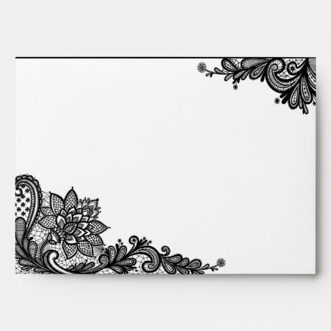 Enveloppes de Mariage en dentelle blanche et noire (Devant)
