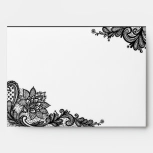 Enveloppes de Mariage en dentelle blanche et noire