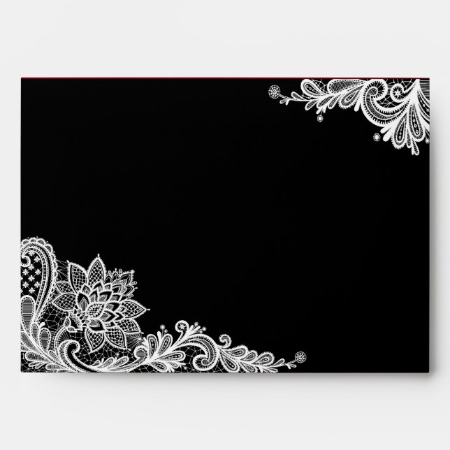 Enveloppes de Mariage en dentelle noir et blanc (Devant)