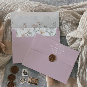 Enveloppes de Mariage Fleur sauvage rose charme él