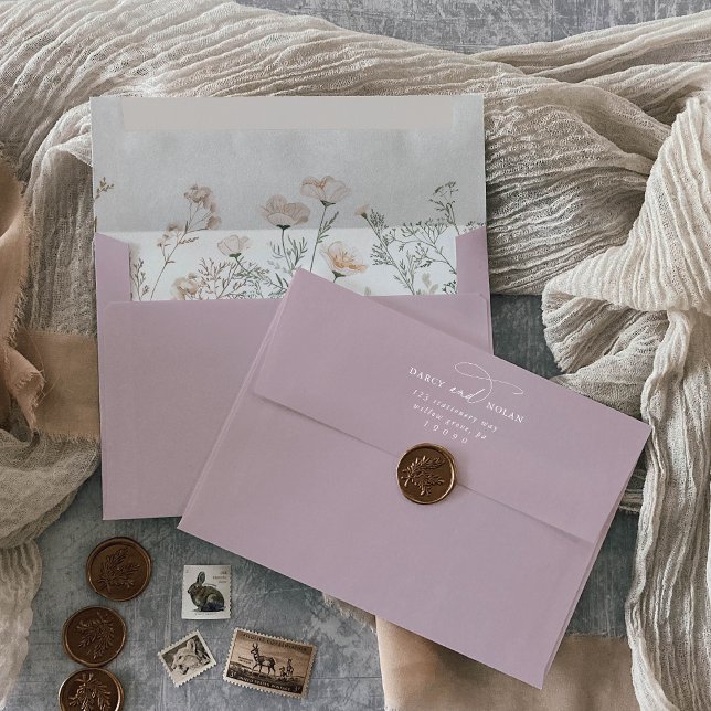 Enveloppes de Mariage Fleur sauvage rose charme él (Créateur téléchargé)