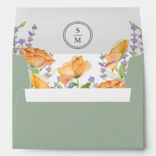 Enveloppes de Mariage fleur sauvage Vert sage