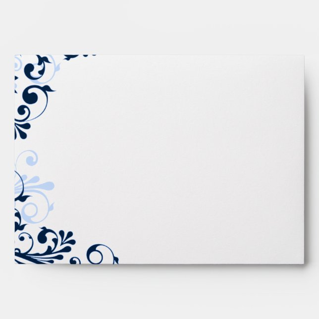 Enveloppes de Mariage floral A7 de marine, bleu, b (Devant)