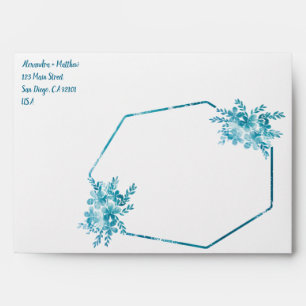 Enveloppes de Mariage Floral bleu océan