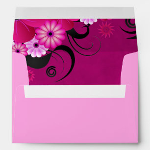 Enveloppes de Mariage floral Fuchsia Magenta Lumiè