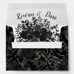 Enveloppes de Mariage gothique Rose blanc et noir