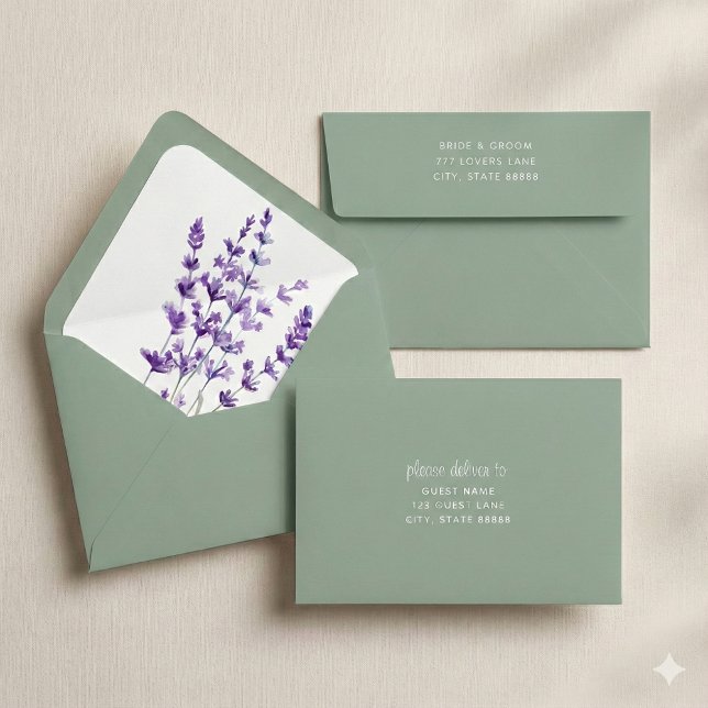 Enveloppes de Mariage Lavender (Celebrate your wedding with these beautiful lavender personalized wedding envelopes! )