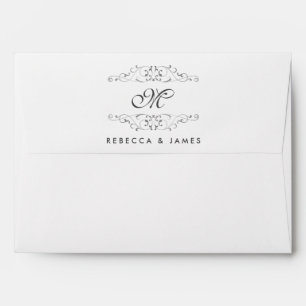Enveloppes de Mariage Monogramme Argent Antique
