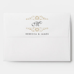 Enveloppes de Mariage Monogramme Or Antique