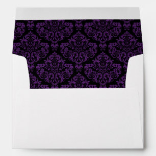 Enveloppes de Mariage pourpre noir damassé