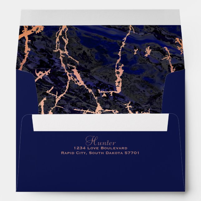 Enveloppes de Mariage rose Gold & Navy (Dos (Bas))