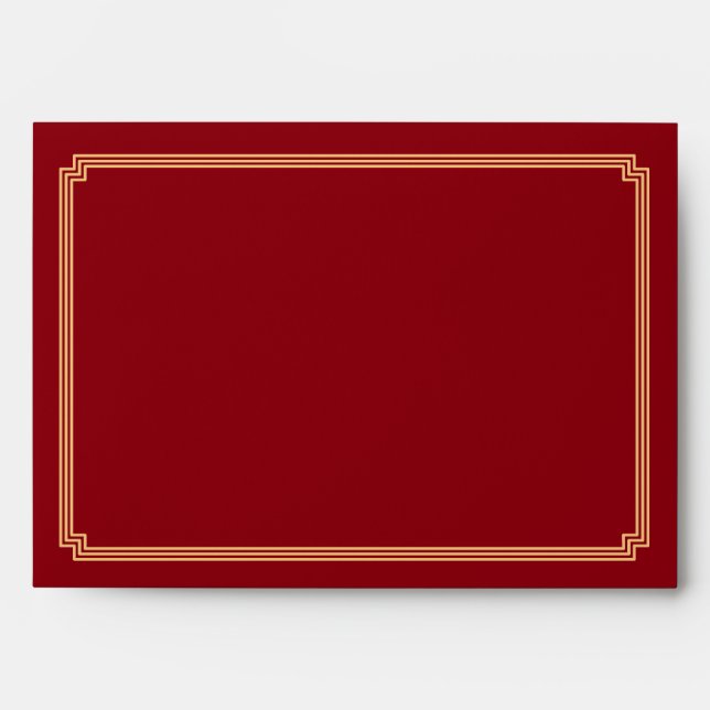 Enveloppes de Mariage rouge Art Déco Great Gatsby  (Devant)