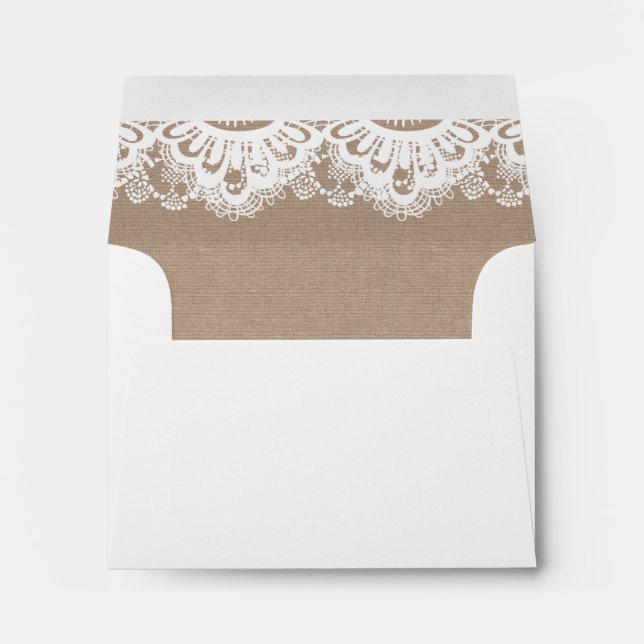 Enveloppes de Mariage RSVP Burlap and Lace, rustiq (Dos (Bas))