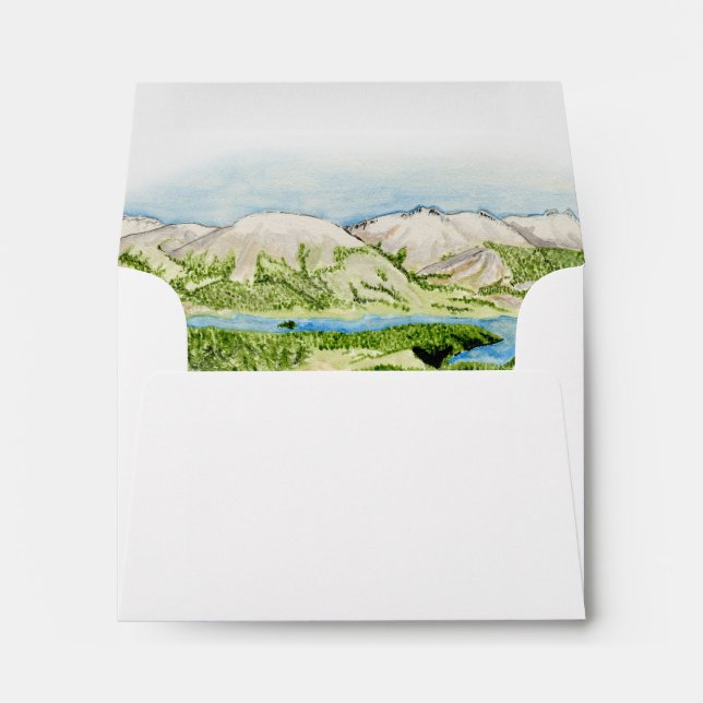 Enveloppes de Mariage Rustic Mountain Watercolor (Dos (Bas))