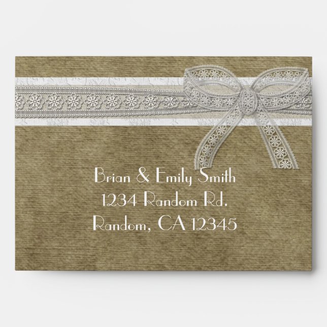 Enveloppes de mariage rustiques de dentelle de roc (Devant)